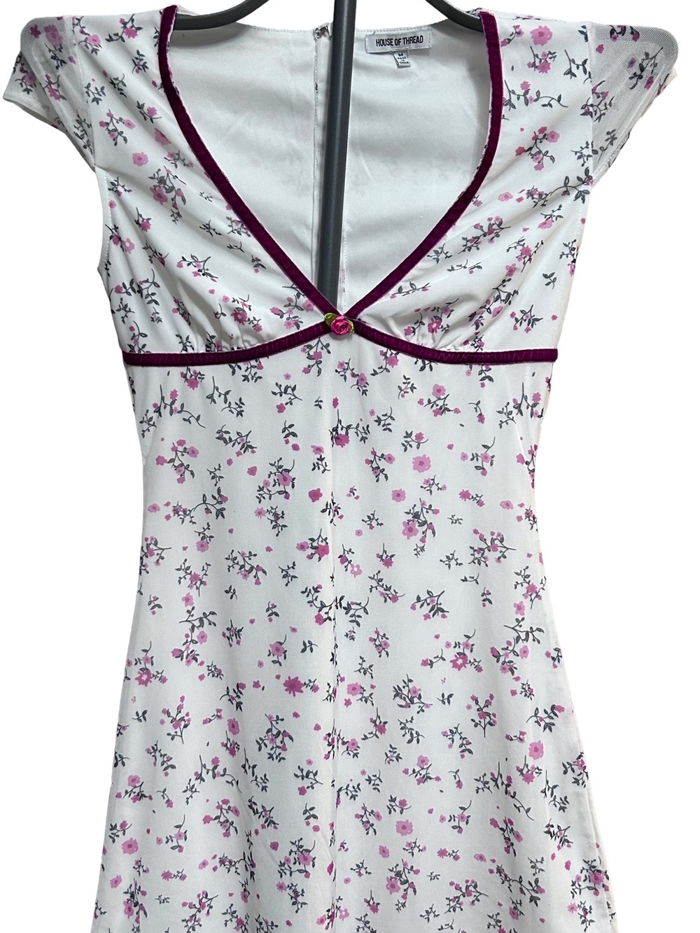 White and Pink Floral Minidress
